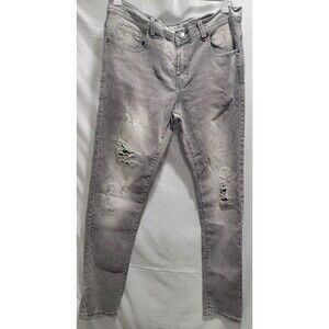 PREME Men’s 36W 33L Gray Distressed Slim Fit Ripped Jeans Streetwear Denim